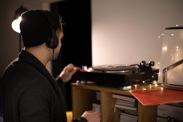 A person wearing high-quality headphones and recording equipment in a quiet, softly lit room, focusing on capturing crisp ASMR sounds. The scene should have a professional yet comfortable ambiance
