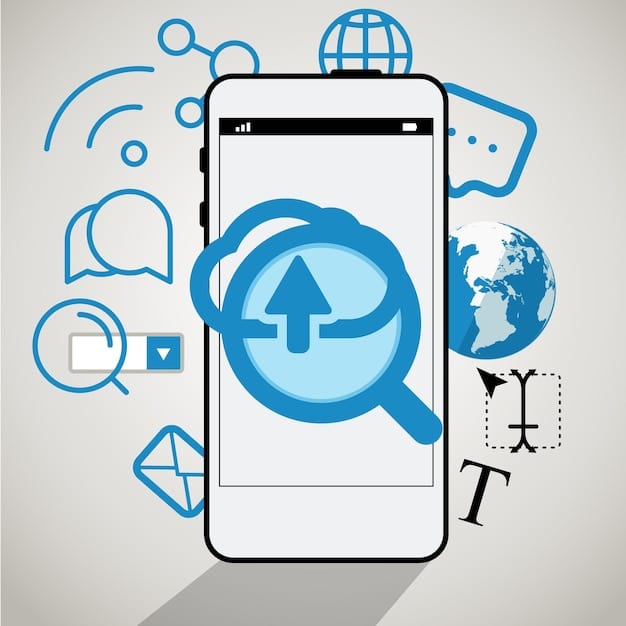 A graphic depicting a magnifying glass over a smartphone screen, highlighting trending hashtags and social media analytics data, symbolizing the importance of research in viral marketing.