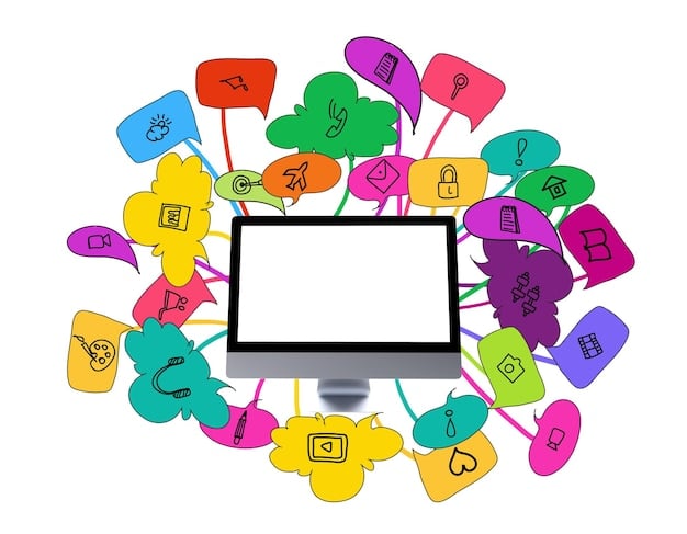 A laptop displaying a vibrant online quiz with multiple-choice options, surrounded by icons representing social media sharing and engagement metrics.