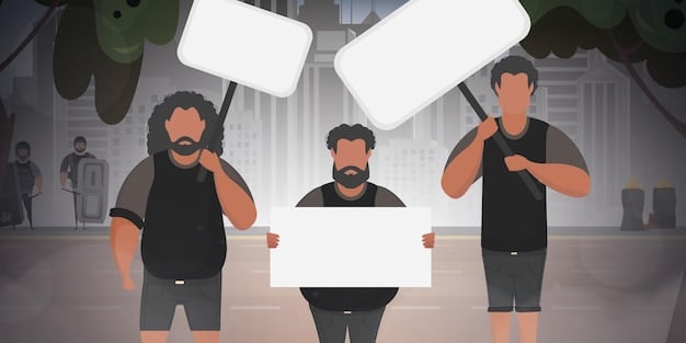 A split-screen image showing a popular meme on one side and a group of protestors holding signs with variations of the same meme on the other side.