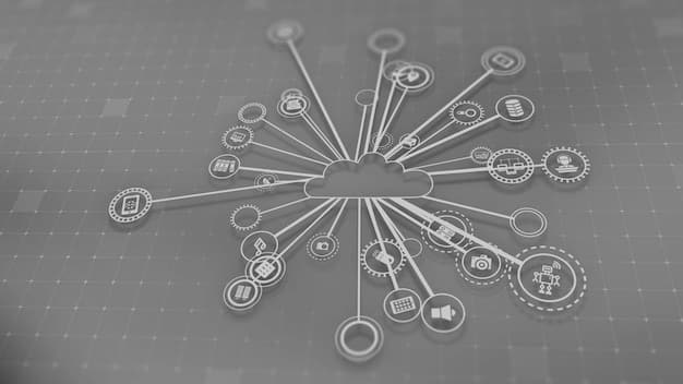 A visual representation of machine learning algorithms analyzing data points from various social media platforms, represented by their respective logos. The image should illustrate data streams converging into an AI processing unit.