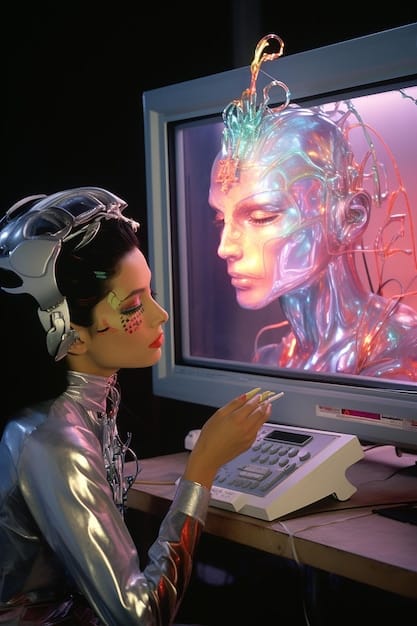An artist working on a digital workstation with AI-assisted special effects software. The image emphasizes the collaboration between human creativity and AI technology.