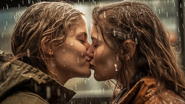 An image depicting various romantic movie tropes: a couple sharing a kiss in the rain (Love Overcomes All), two characters initially disliking each other but eventually falling in love (Enemies to Lovers), and a character confessing their love in a grand gesture (Grand Romantic Gesture). The image aims to showcase the diversity and emotional impact of romantic tropes in cinema.