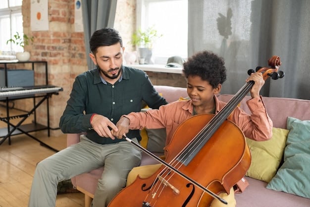 A music professor giving personalized instruction to a student playing a violin in a practice room. The setting is intimate and focused, highlighting the mentorship and individualized learning typical in music education.