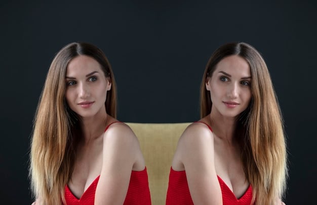 A split screen image showing a celebrity smiling and posing for a photo on one side, and the same celebrity looking exhausted and overwhelmed backstage on the other side.