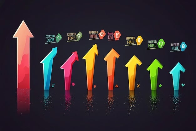 A dynamic infographic illustrating projected growth curves for celebrity endorsements, with upward arrows and dollar signs, highlighting data points for 2025. The background is a sleek digital interface.