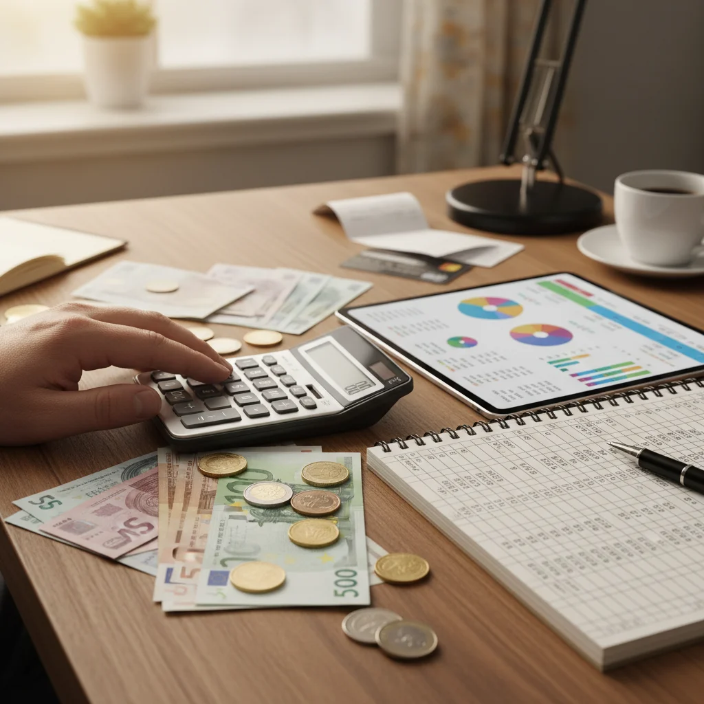 Budgeting with calculator and spreadsheet