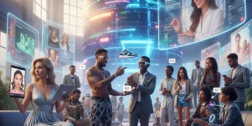 Celebrity Endorsements Evolution: 3 Key Shifts for 2026 Consumer Trends Modern celebrities and digital influencers engaging with diverse products and digital media, symbolizing the evolution of endorsements.