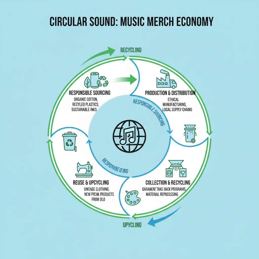 Circular economy model for sustainable music merchandise.