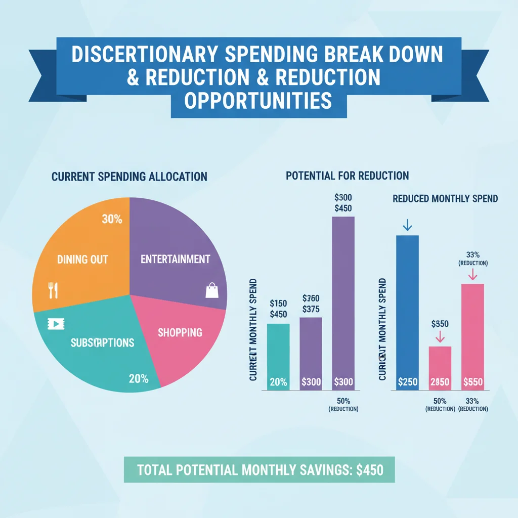 Infographic showing discretionary spending categories and potential savings