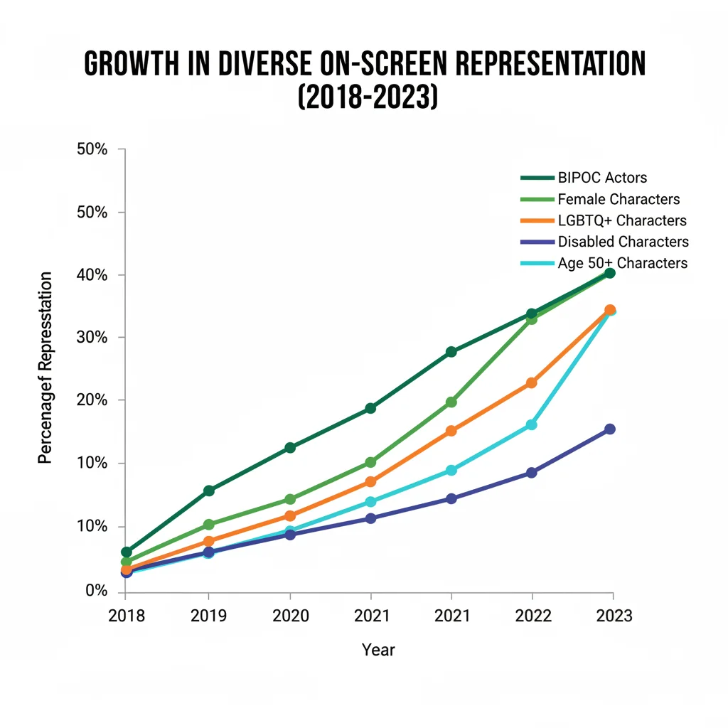 Statistical data showing increasing diverse representation in media
