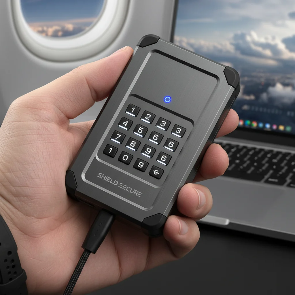 Portable encrypted SSD drive for secure data storage on the go