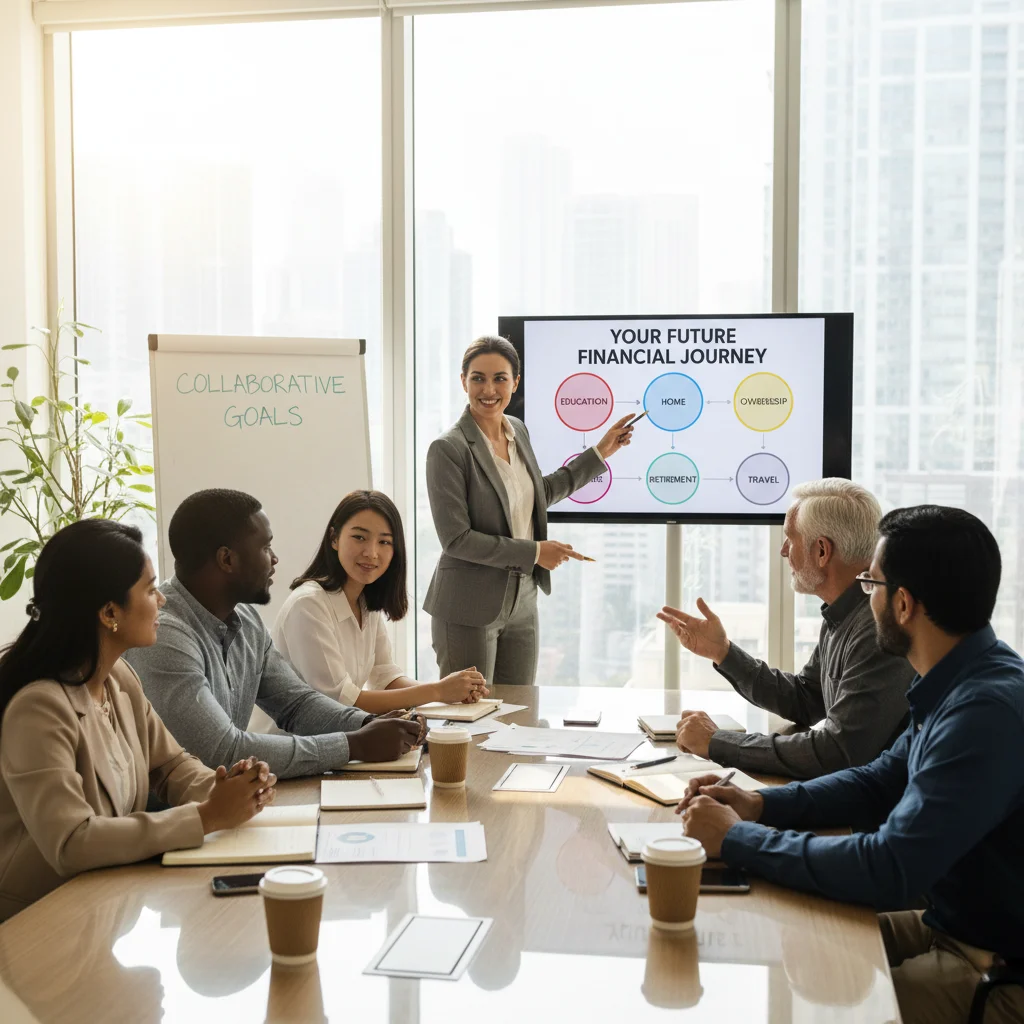 Financial advisor helping clients with goals