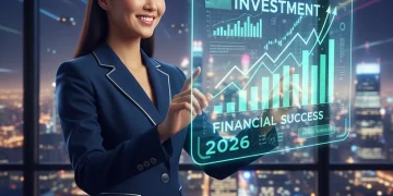 Futuristic investor analyzing growth charts for 2026
