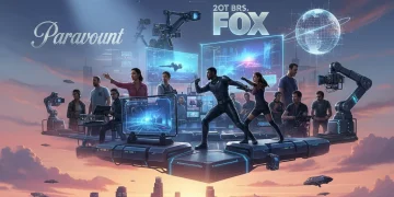 Hollywood's New Power Players: 5 Studios Making Bold Moves in 2026 Film Production Hollywood studios preparing for 2026 film production, with futuristic elements and diverse talent.