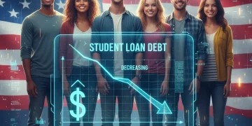 Student Loan Forgiveness 2026: What US Borrowers Must Know Hopeful students looking at a graph showing decreasing student loan debt for 2026.
