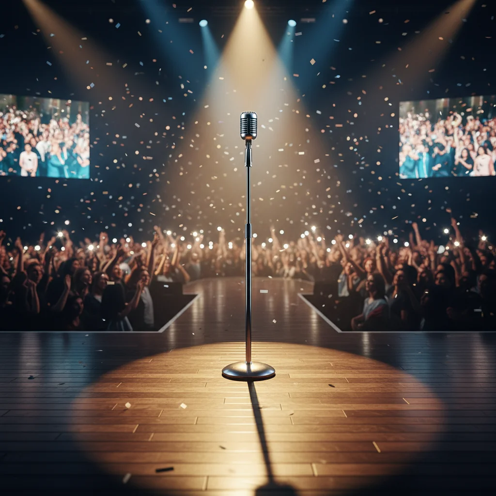 Microphone on stage ready for a musical performance