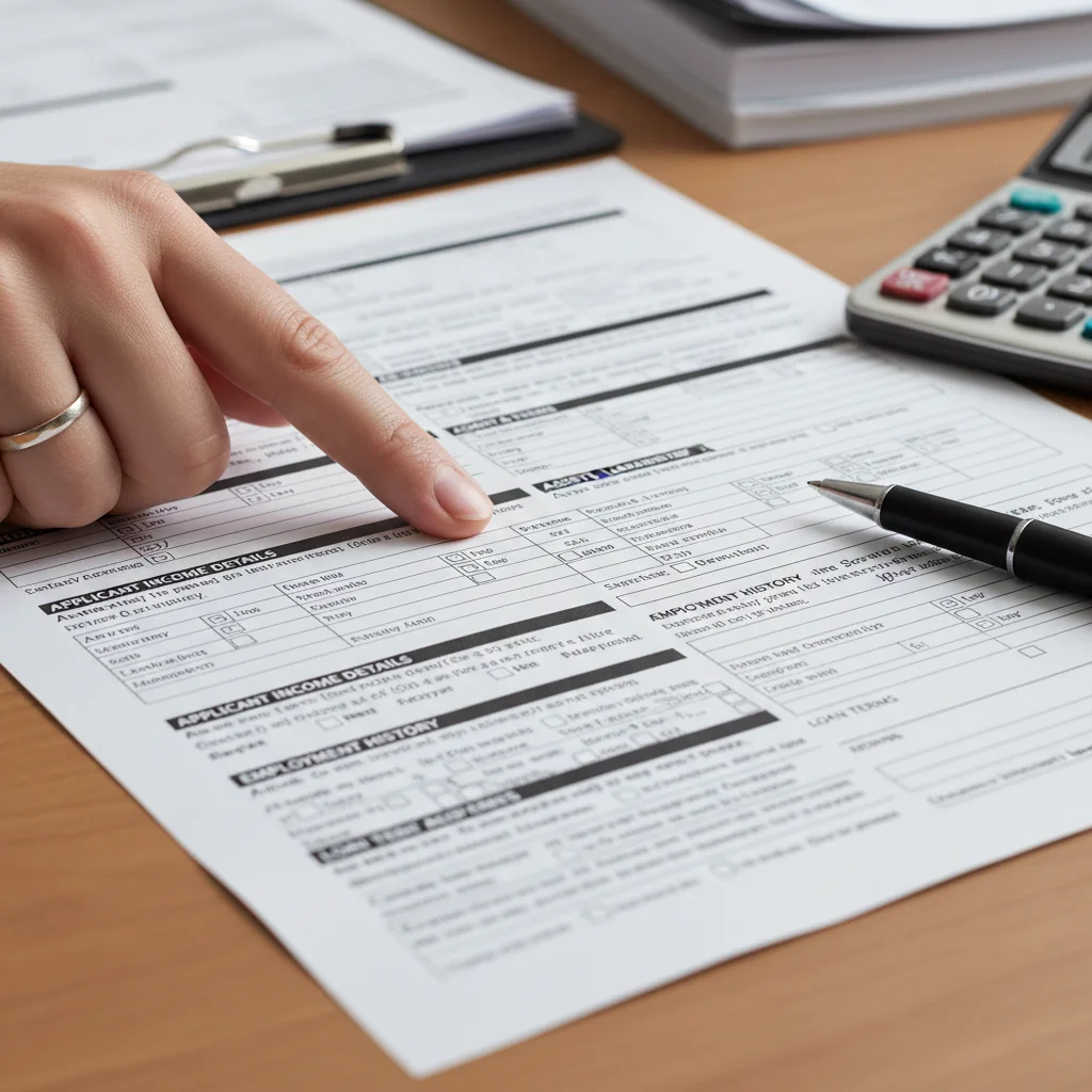 Detailed view of a mortgage application form being reviewed, highlighting the complexities of home loan processes.