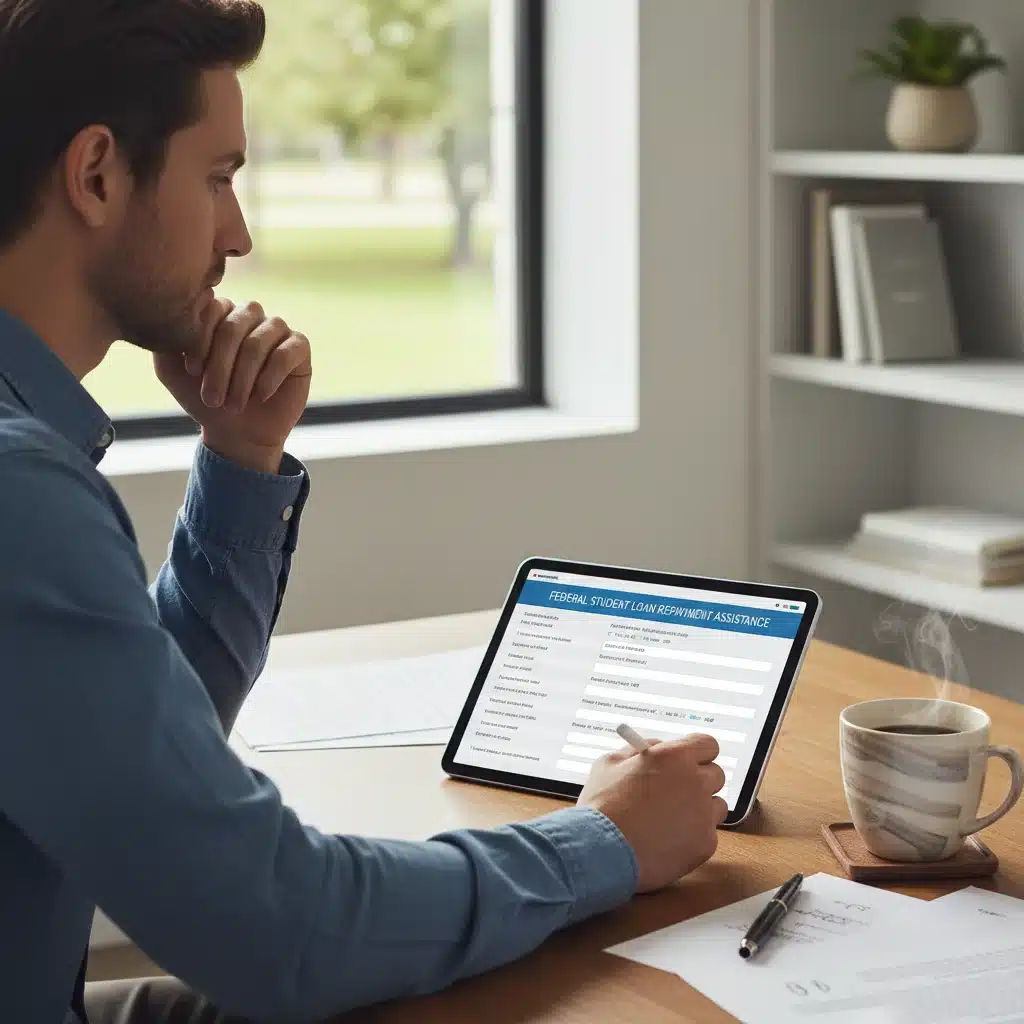 Individual applying for federal student loan repayment program online