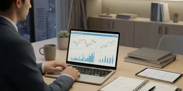 Person reviewing personal finances on a laptop