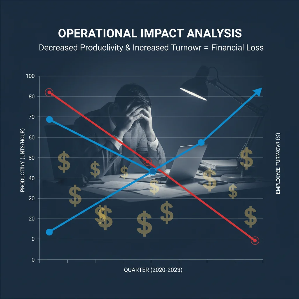 Graph illustrating declining productivity and increased turnover due to workplace loneliness, showing financial impact.