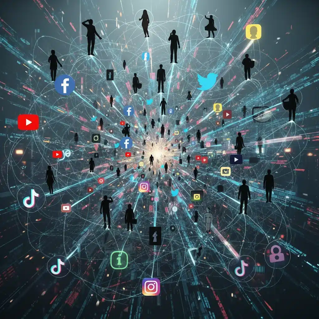 Intricate web of social media connections and information spread