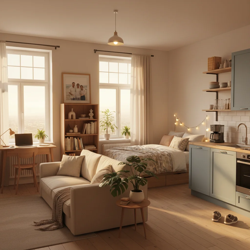 Cozy, furnished apartment representing successful rehousing for previously homeless individuals.