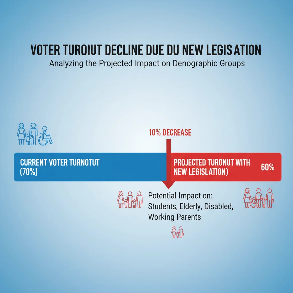 Infographic depicting projected 10% voter turnout decrease due to new voting legislation
