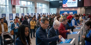 Citizens casting ballots at a polling station, emphasizing voting rights 2026