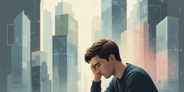 Young adult contemplating, symbolizing the mental health crisis and policy solutions.