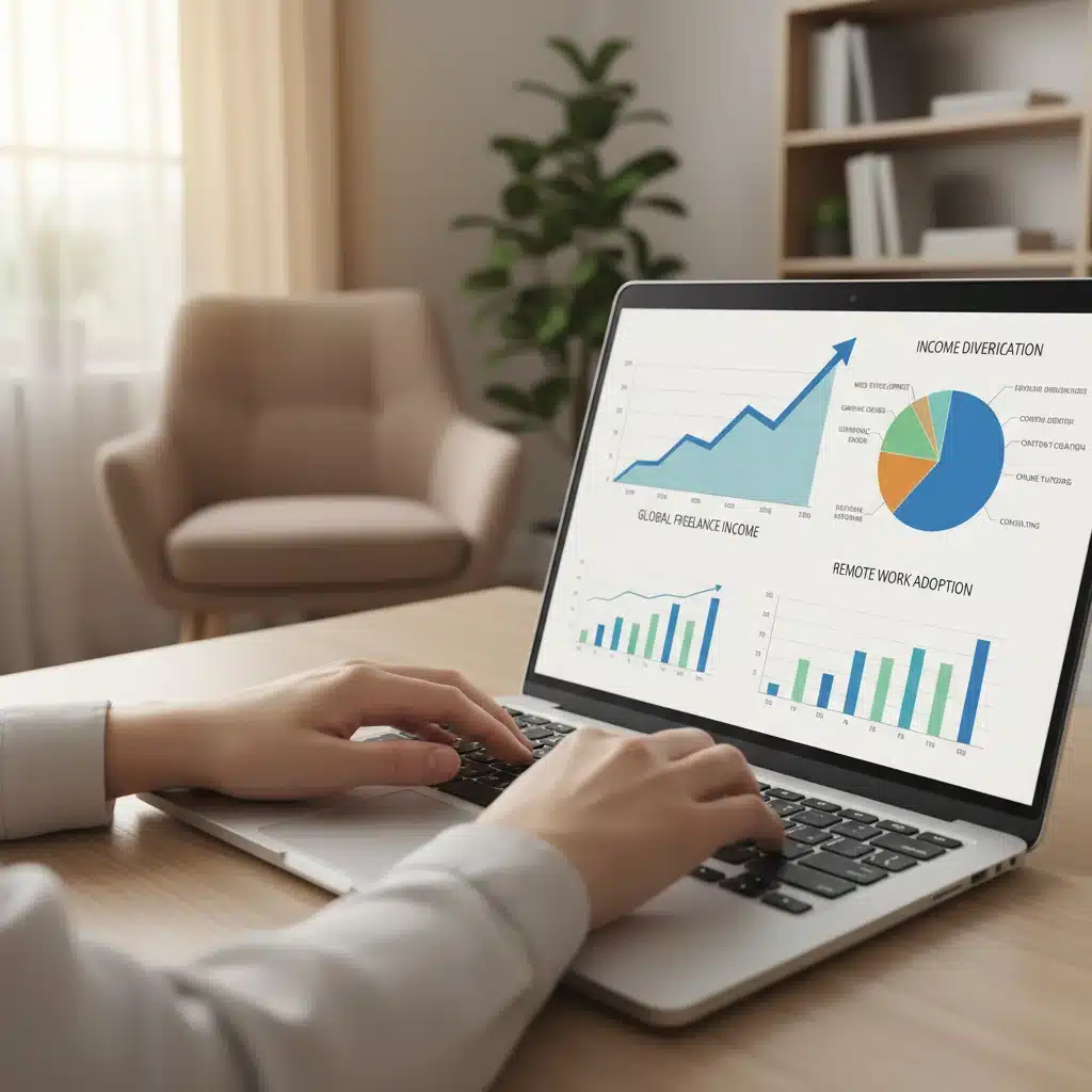 Digital charts illustrating the growth and diversification of freelance income in the gig economy.