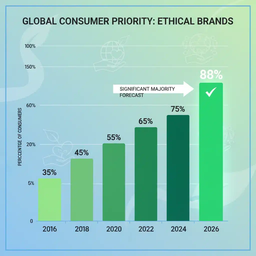Infographic showing rising consumer preference for ethical brands towards 2026