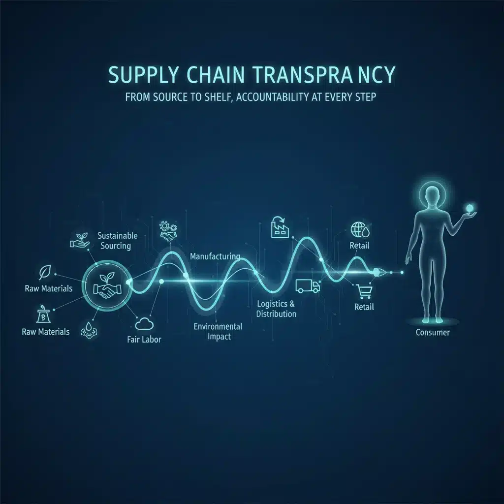 Transparent supply chain showing ethical sourcing and fair labor practices